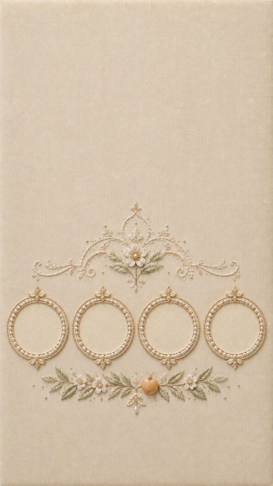 Pearl rings and botanical crest